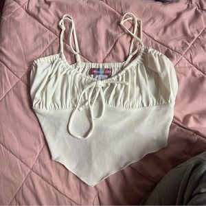 Staple White Urban Outfitters Half Mesh Crop Top
